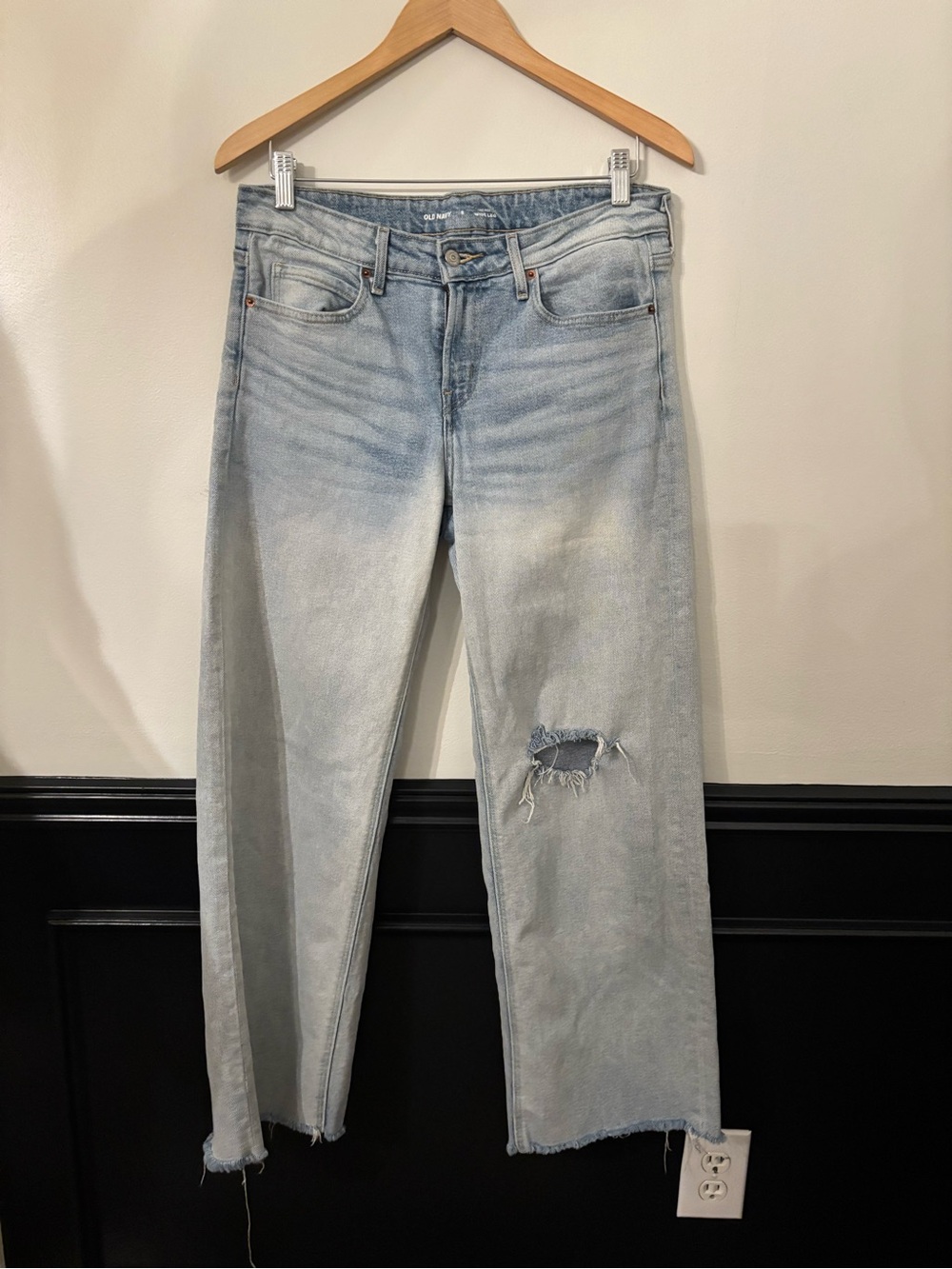 Old Navy Light Blue - Mid Rise Wide Leg Jean with Knee Distress